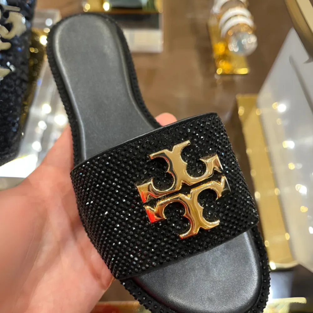 Slide Sandals With Crystal Embellishment