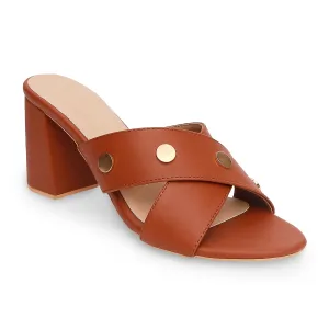 Tao Paris Ann 10001-01 Studded Solid Tan Heels