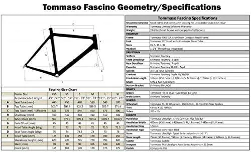 Tommaso Fascino - Sport Performance Aluminum Road Bike, Shimano Tourney, 21 Speeds - Black/Yellow - Extra Large