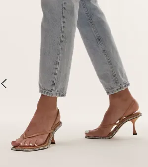 TOPSHOP CARA SLINGBACK HEELED SCANDAL WITH DIAMANTÉ TRIM IN IN CAMEL
