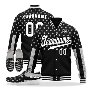 Unique Gift,Personalized America Combo Offer, Custom Stars and Stripes Jackets and Loafer Shoes, Best Gift for Vetaran,ZH-24020309-6w