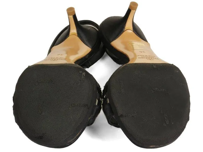 Valentino Black Satin Slingbacks