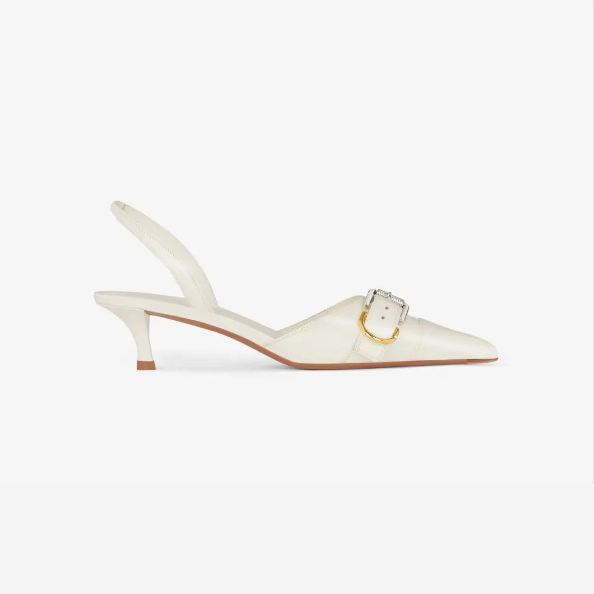 Voyou Slingbacks In Grained Leather Ivory