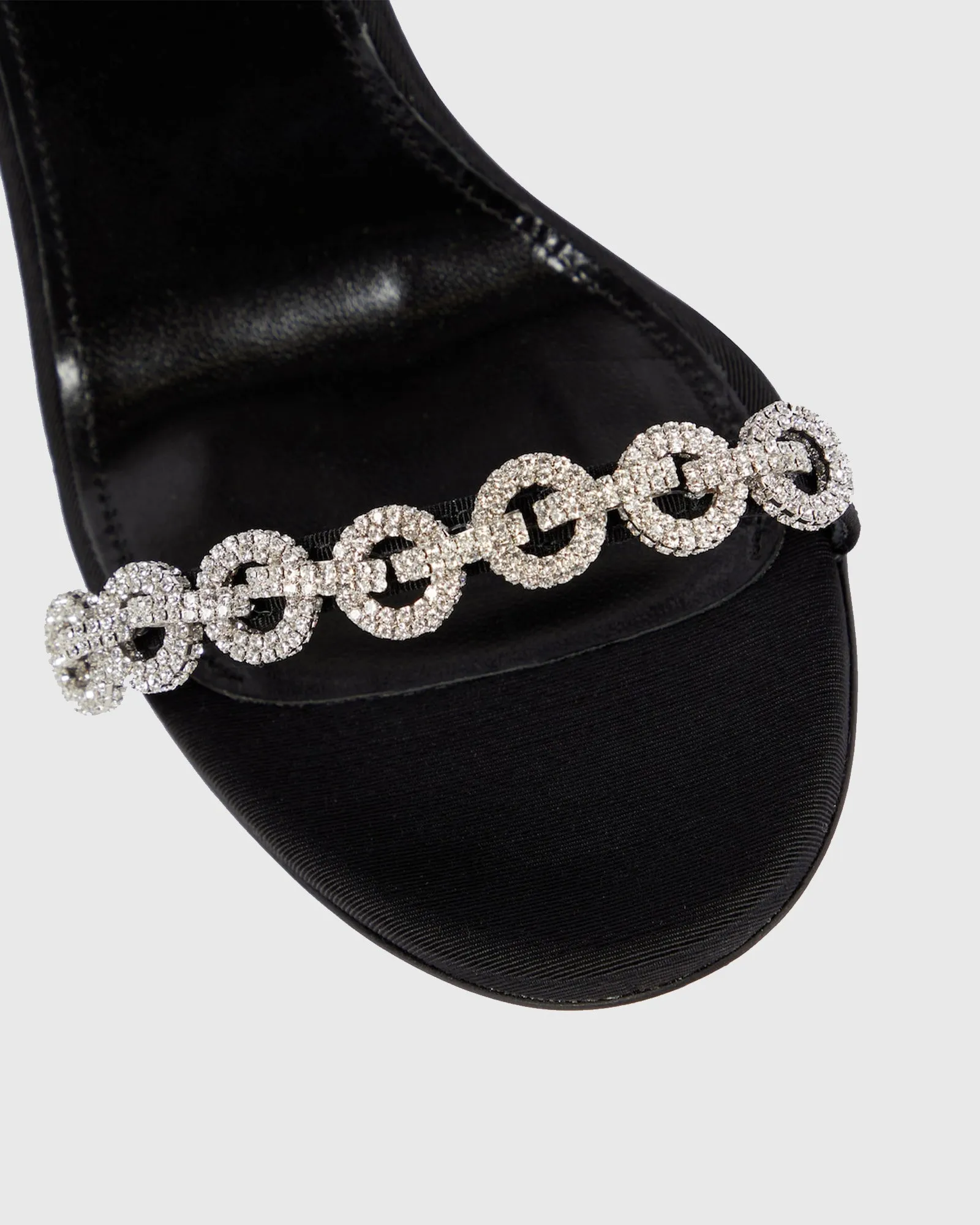 Zada Rhinestone Chain Strap Sandals In Black